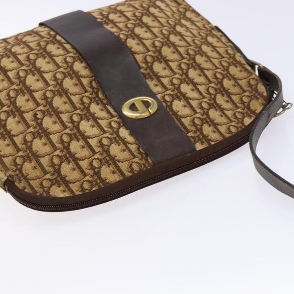 DIOR Trotter Canvas Shoulder Bag Brown Gold - Picture 6 of 12